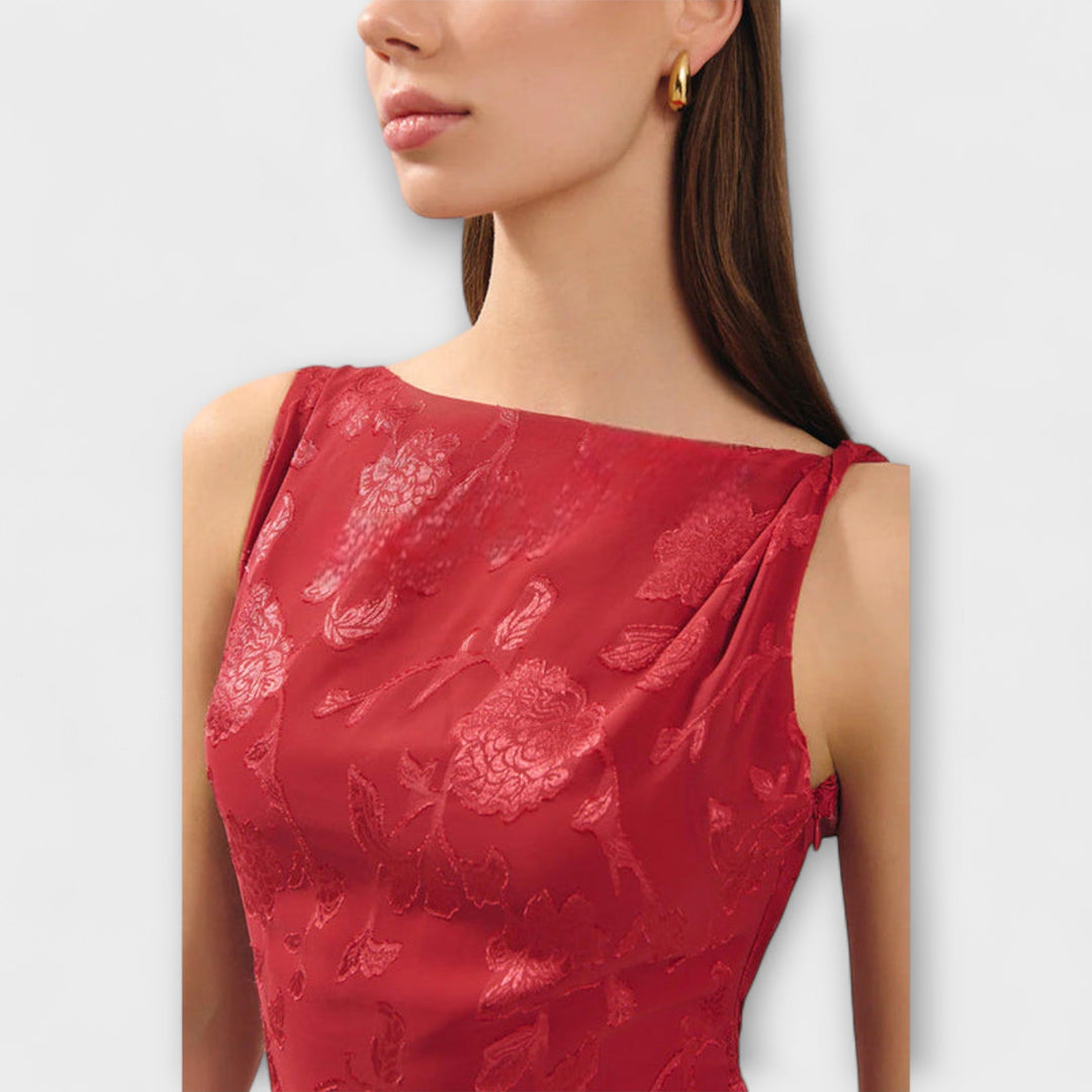 Renate | Elegantes Rückenfreies Schnür-Jacquard-Maxikleid