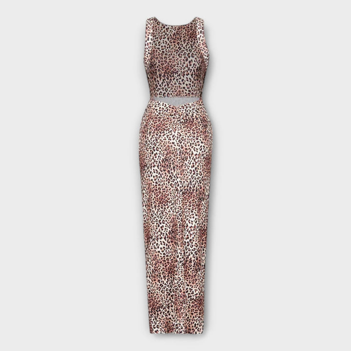 Tatjana | Maxikleid mit Leopardenmuster und Rückenfreischnitt