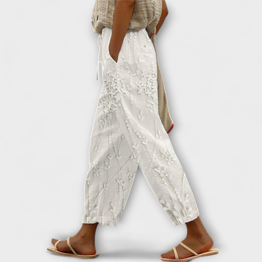 Therese | Bedruckte Hose mit Weinlaub-Muster