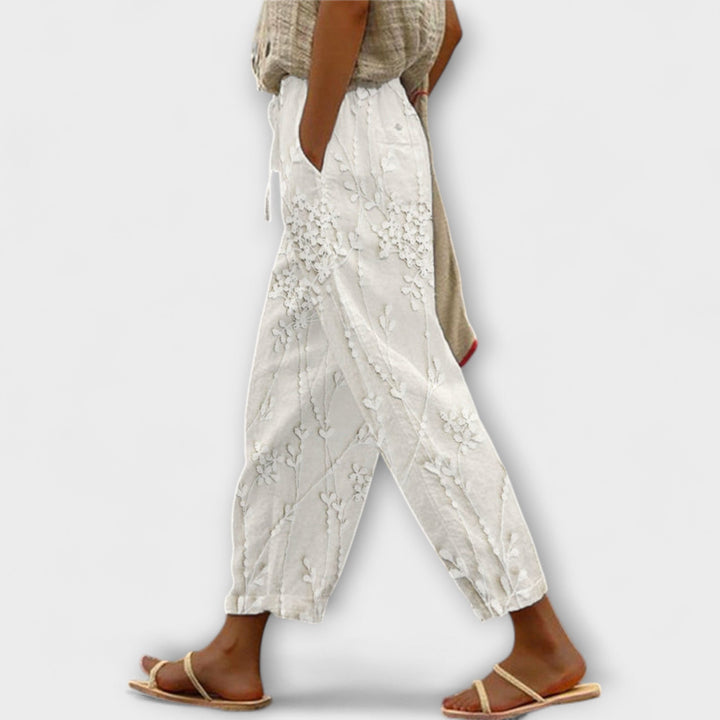 Therese | Bedruckte Hose mit Weinlaub-Muster