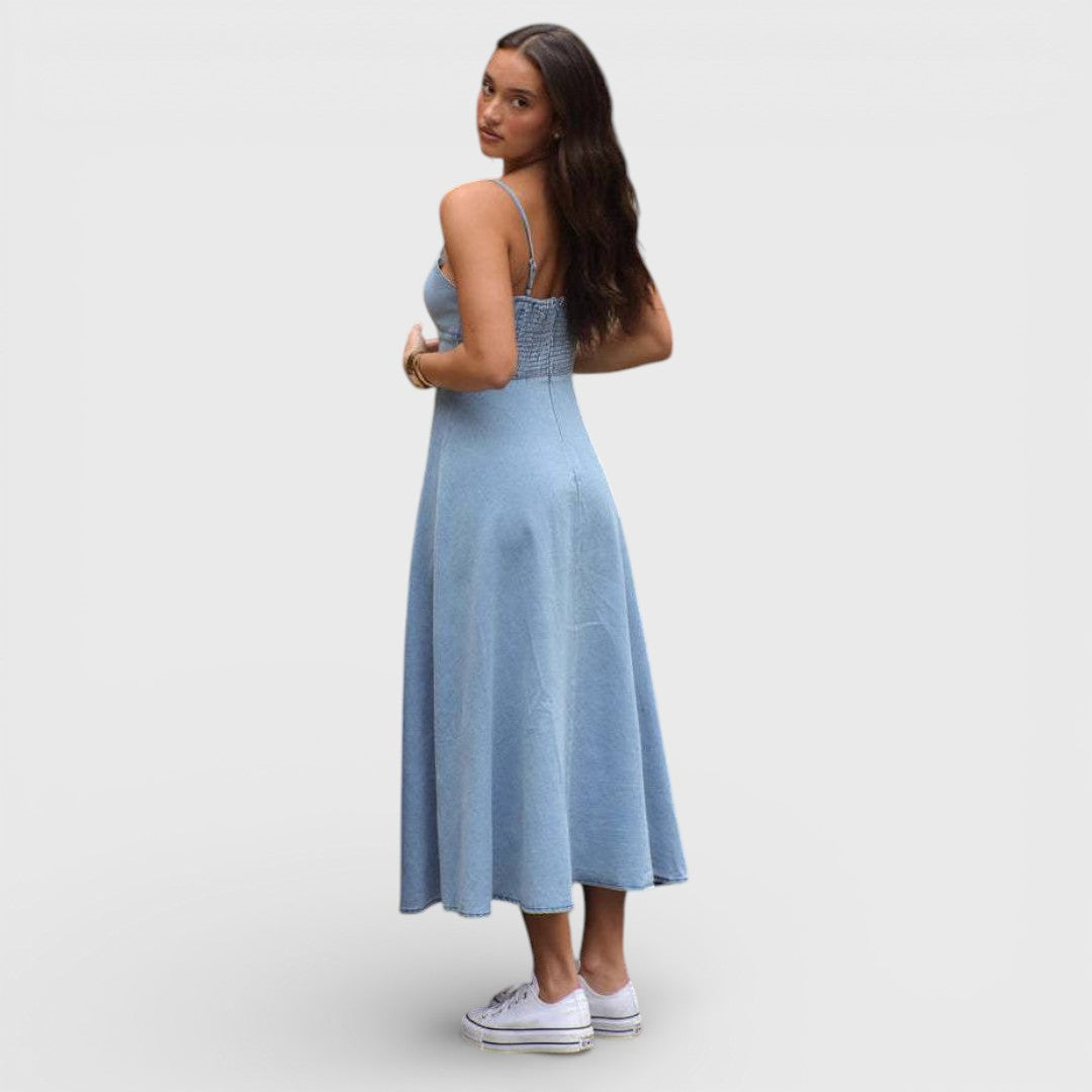 Kira | Jeans Blau Trägerloses Kleid