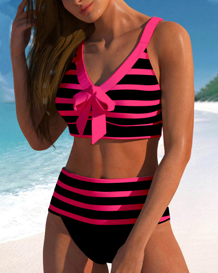 Margaretha | Gestreifter Bikini mit hoher Taille