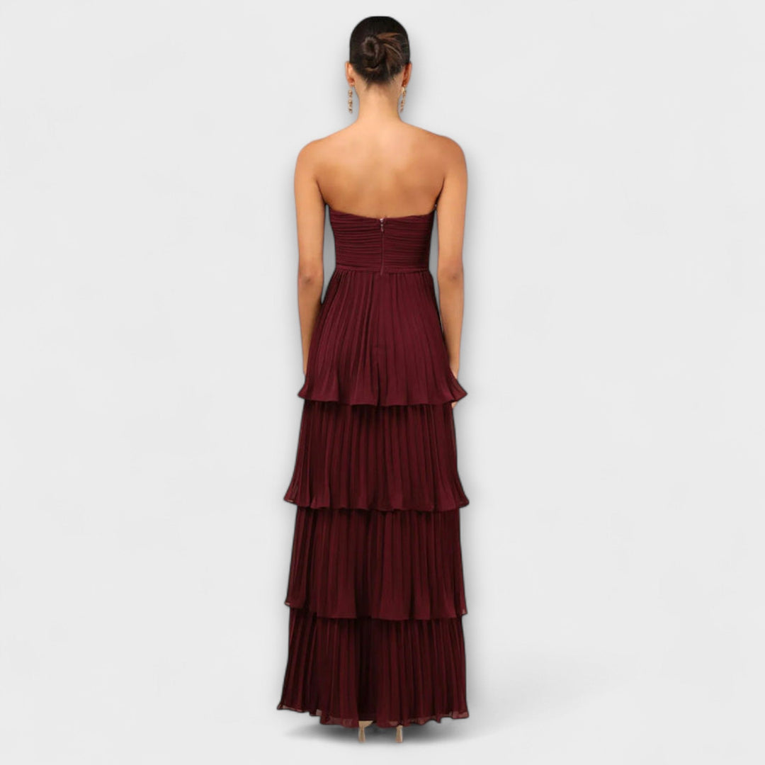 Gudrun | Trägerloses, gestuftes Maxikleid