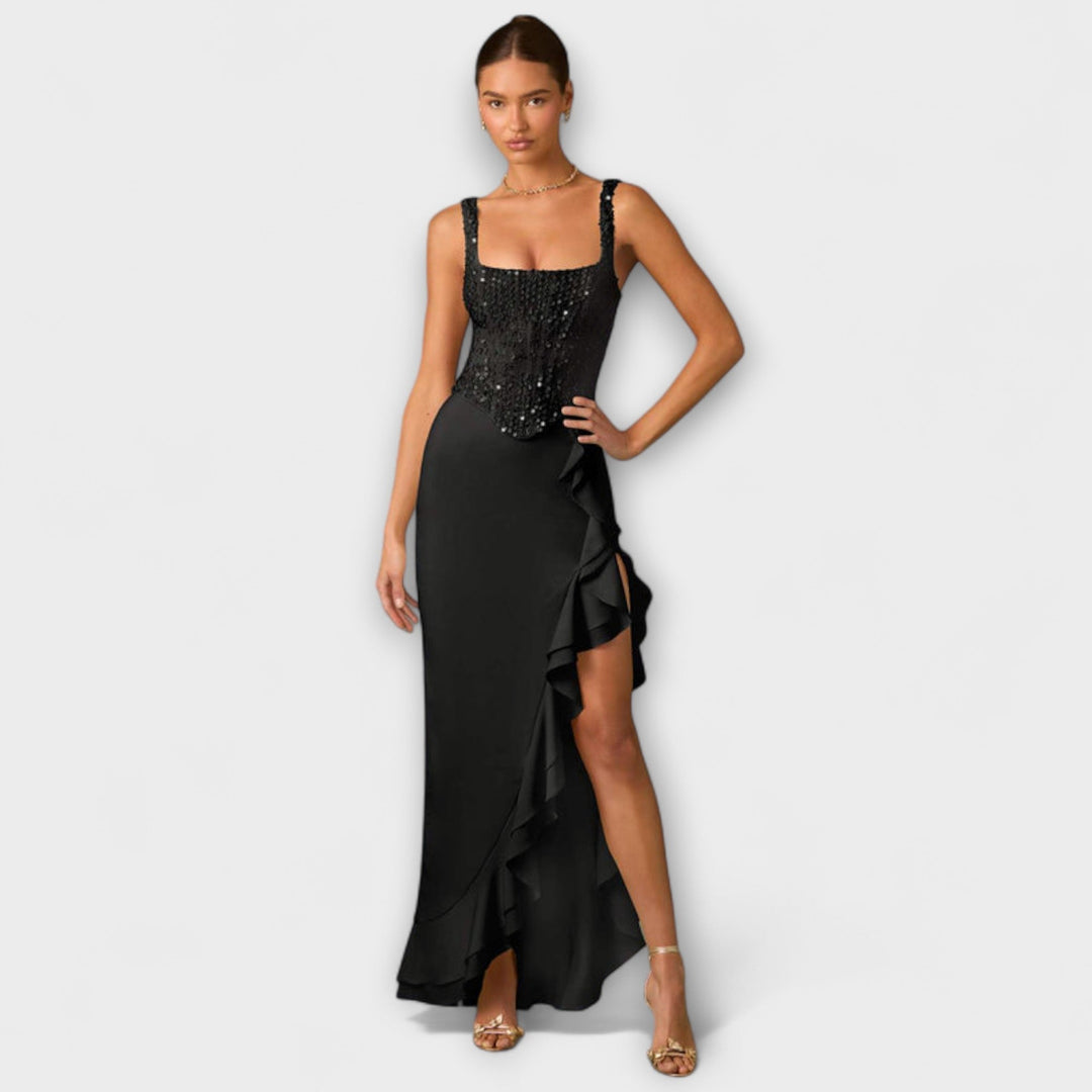 Christine | Rüschensatin-Korsettkleid