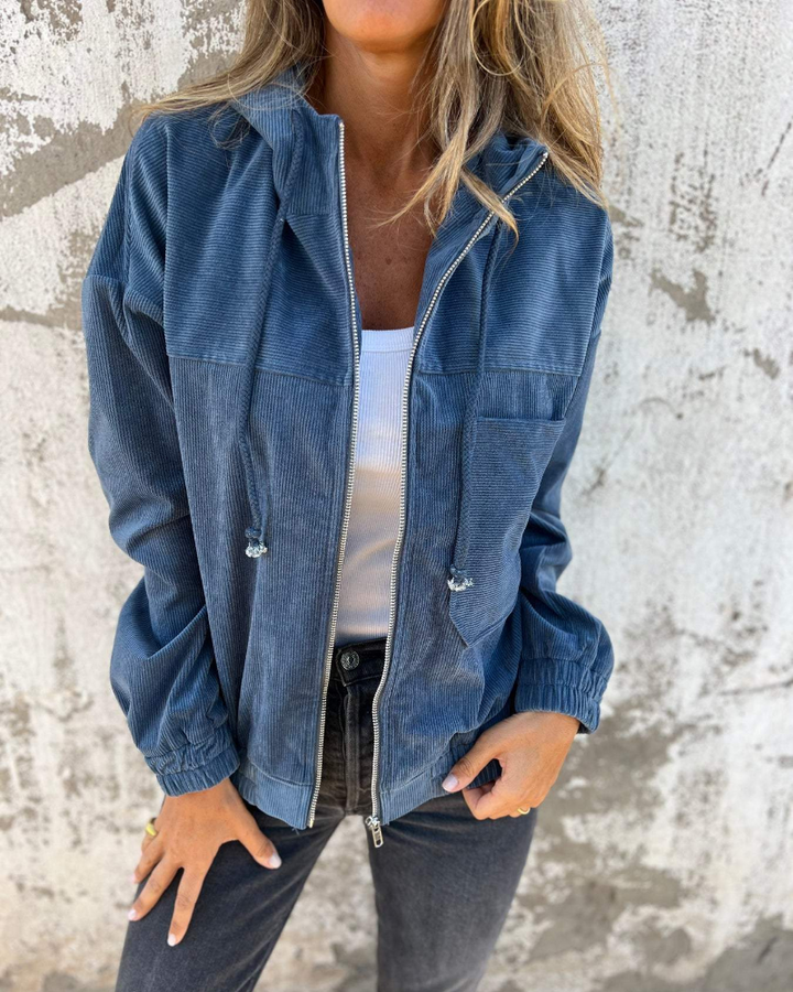 Danna | Cordjacke mit Kapuze und Reißverschluss