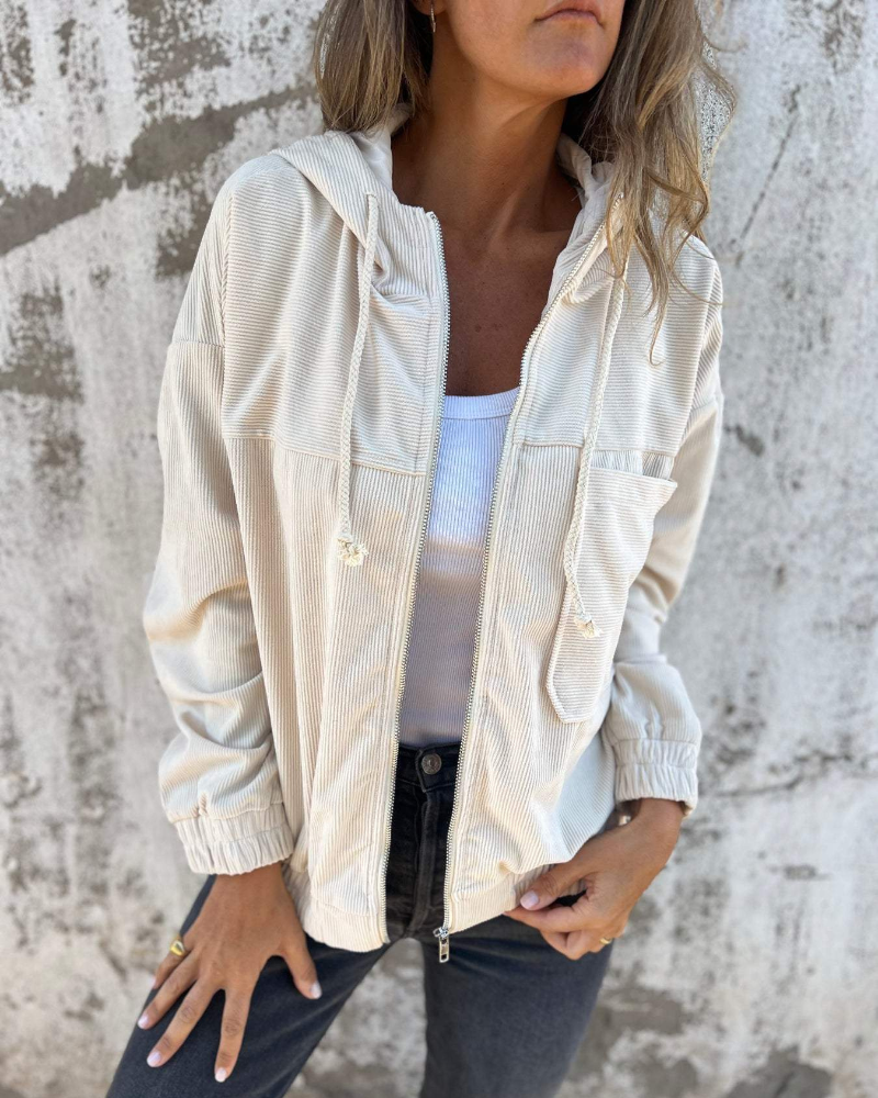 Danna | Cordjacke mit Kapuze und Reißverschluss