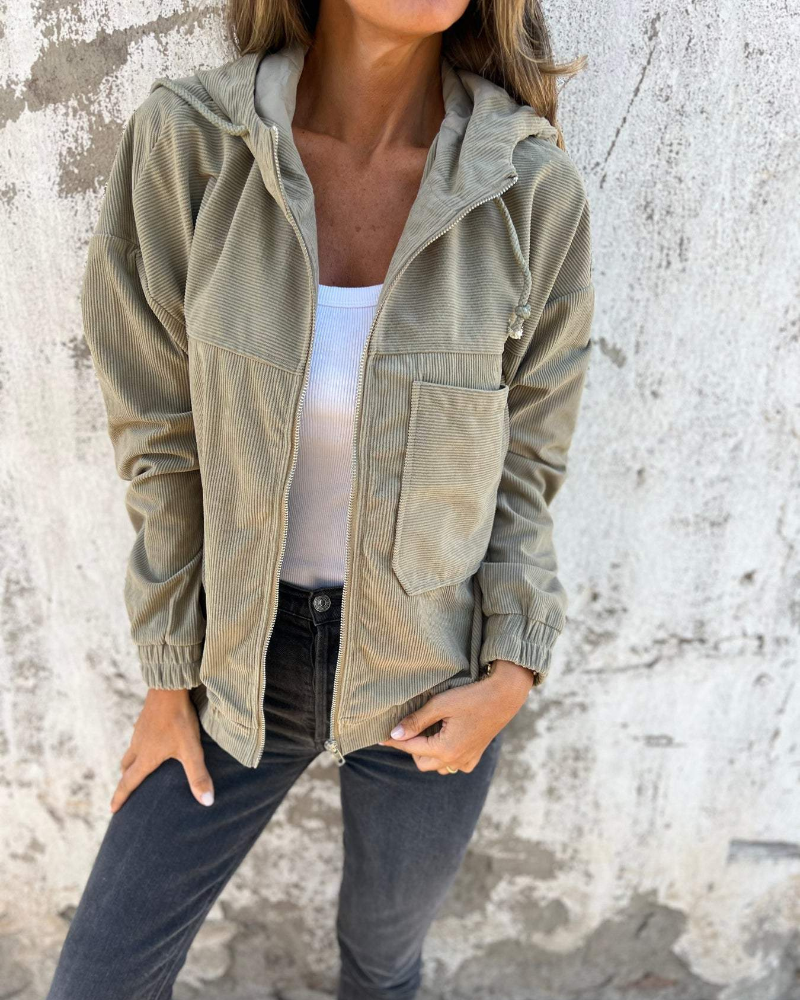 Danna | Cordjacke mit Kapuze und Reißverschluss