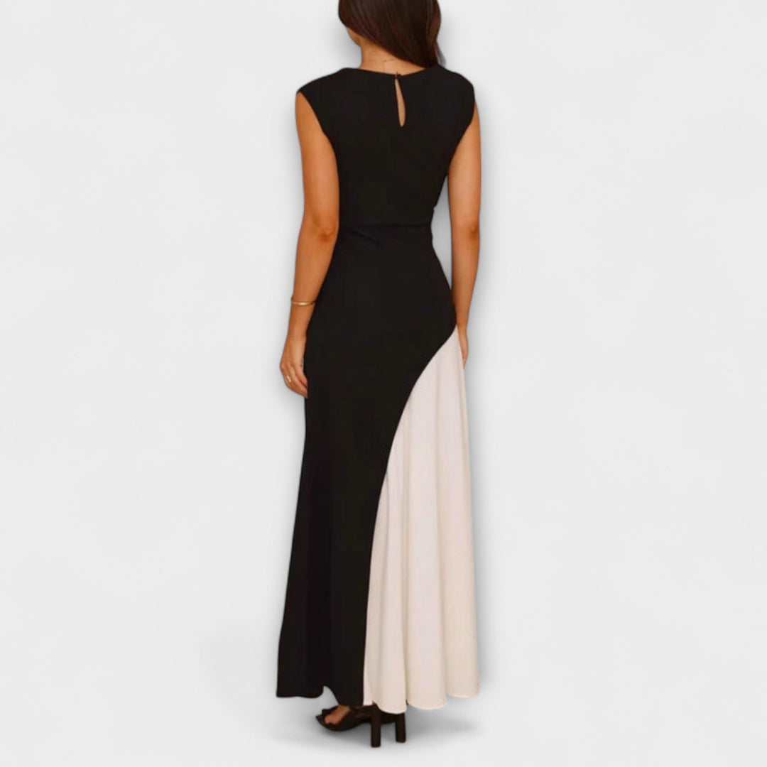 Regina | Monochrome Farbblock Taillenkleid