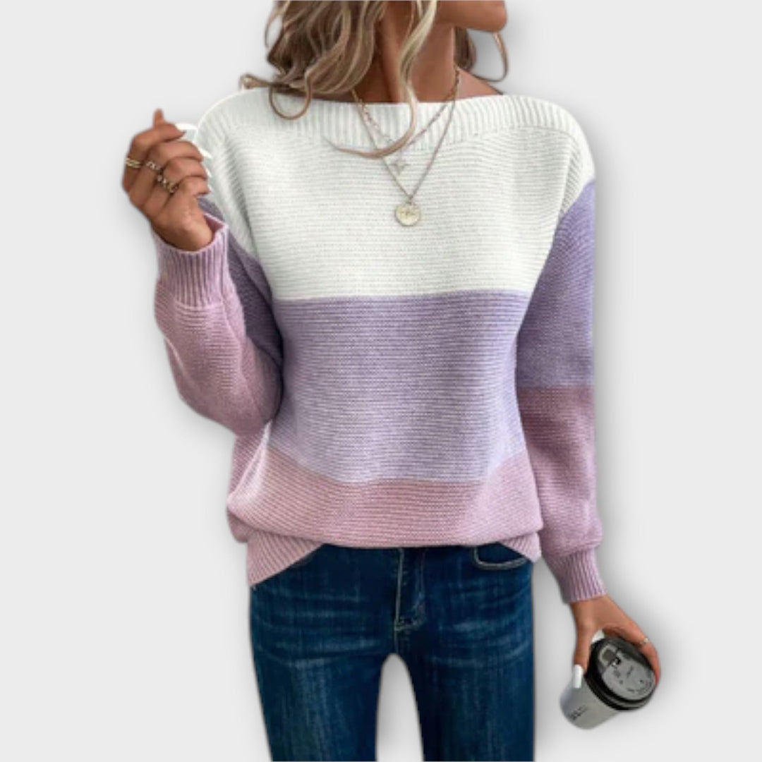Henrike | Eleganter dreifarbiger Patchwork-Pullover