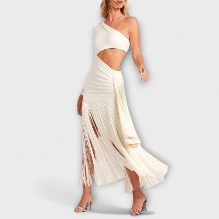 Kirsten | Auffälliges Cut-out-Fransen-Maxi-Kleid