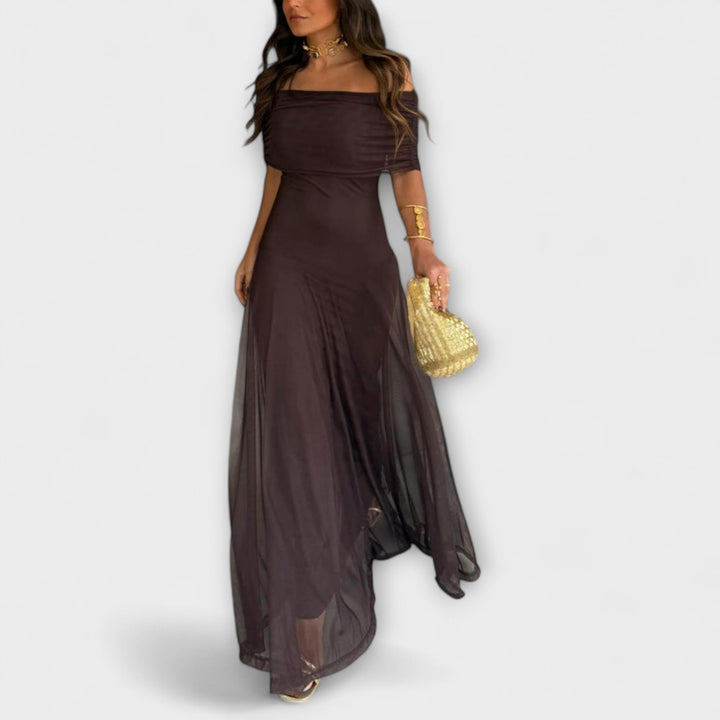 Angelika | Toledo Ein-Schulter Mesh Maxikleid