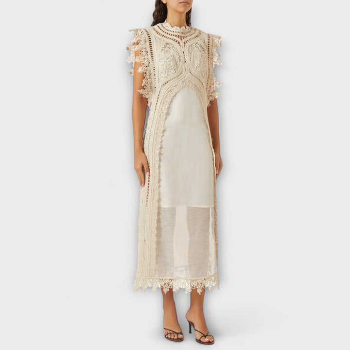 Sarah | Gewebtes Hohles Organza Maxikleid