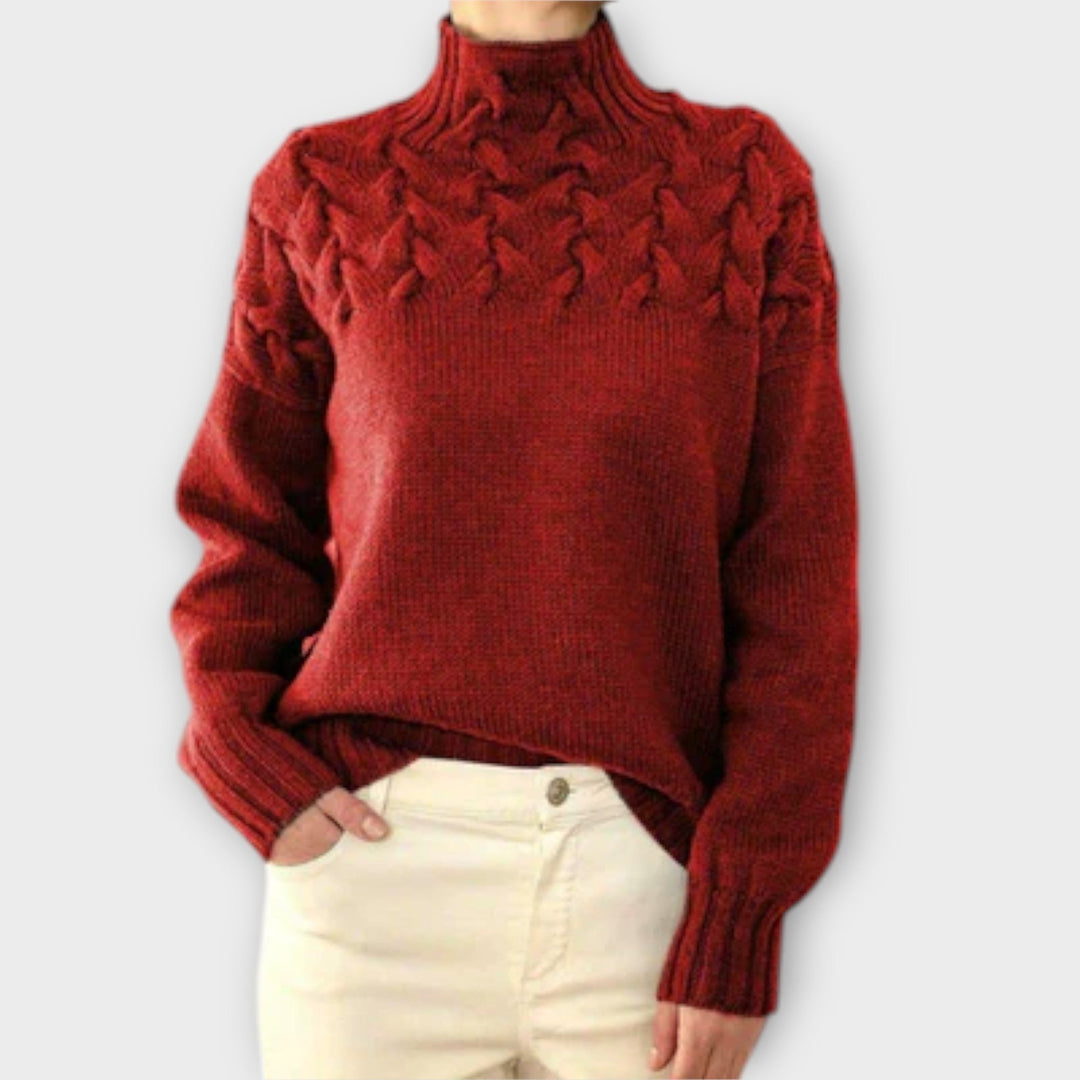 Antonia | Damenpullover mit Zopfstrick-Detail