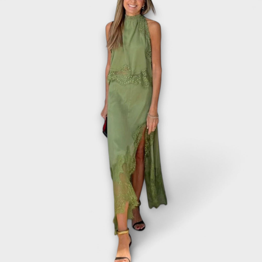 Natalie | Bluse mit Spitzenbesatz und plissiertem Ausschnitt im Set