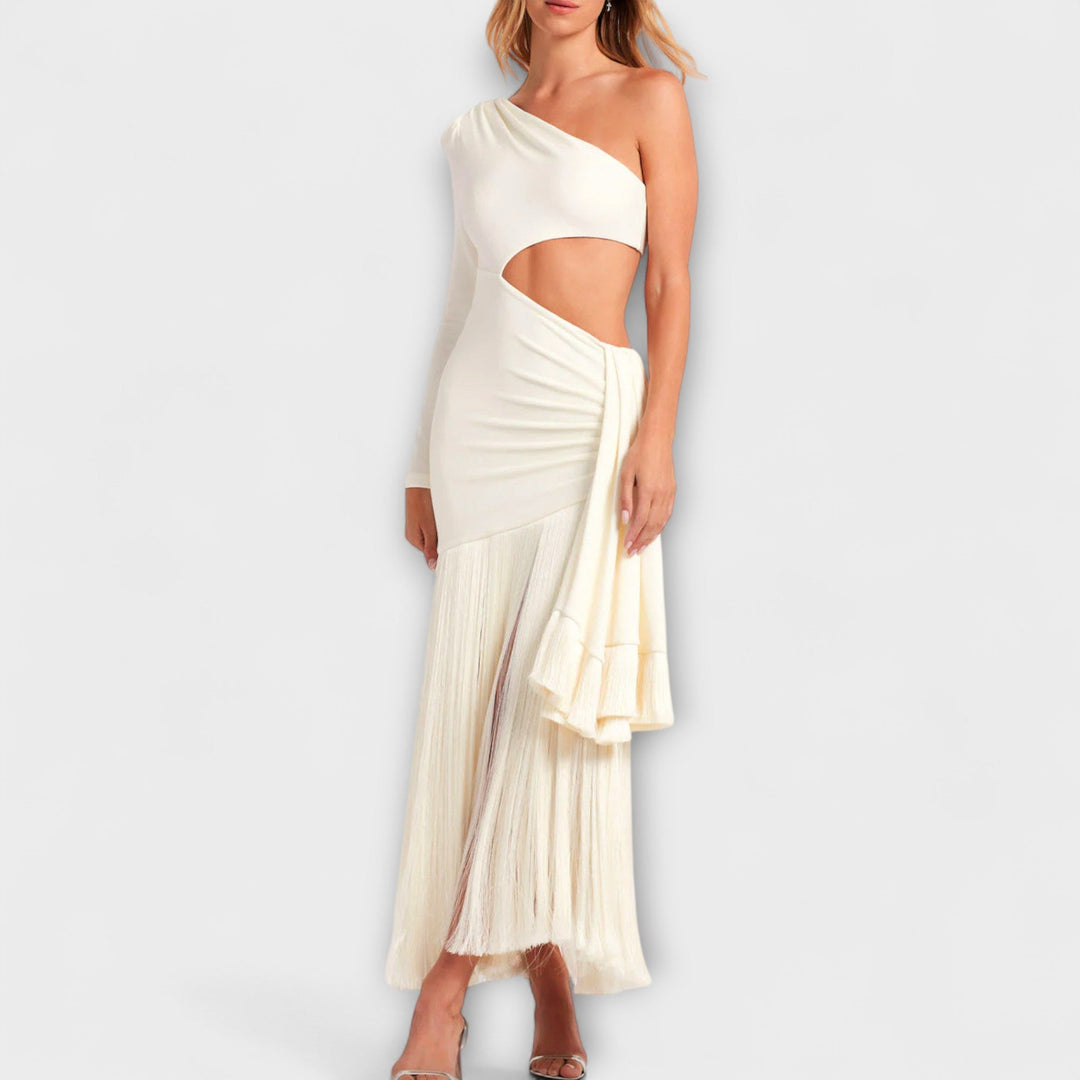 Kirsten | Auffälliges Cut-out-Fransen-Maxi-Kleid