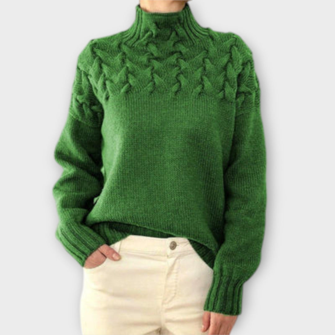 Antonia | Damenpullover mit Zopfstrick-Detail