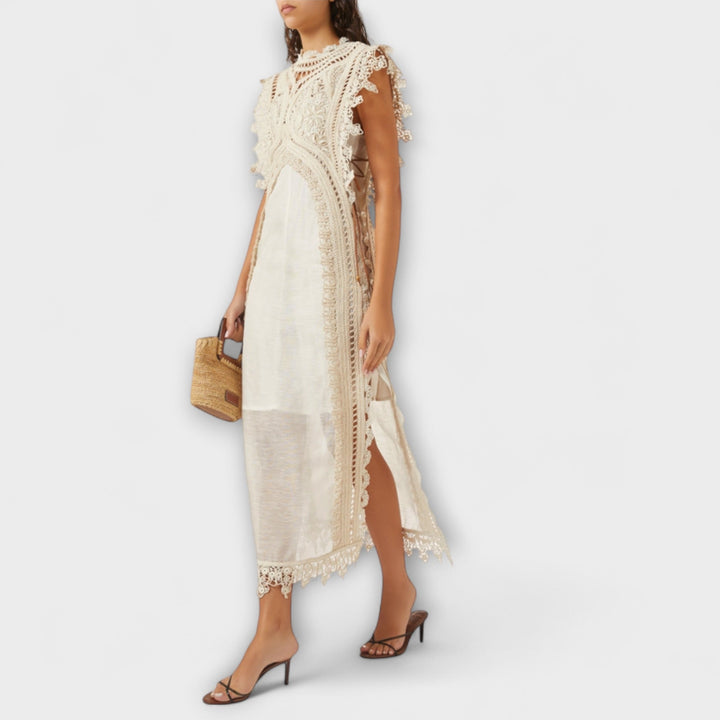 Sarah | Gewebtes Hohles Organza Maxikleid