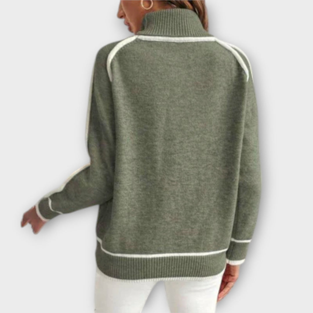 Leyla | Luxuriöser olivgrüner pullover