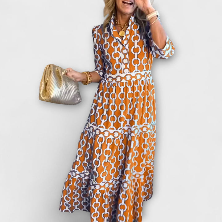 Eva | Midi-Kleid mit Kettenmuster