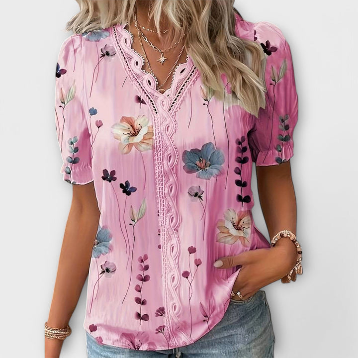 Louisa | Modische Bluse mit spitzem Ausschnitt