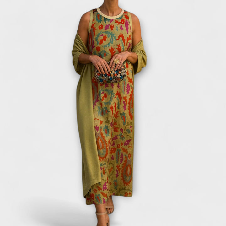 Clara | Elegantes langes Kleid mit passender Stola