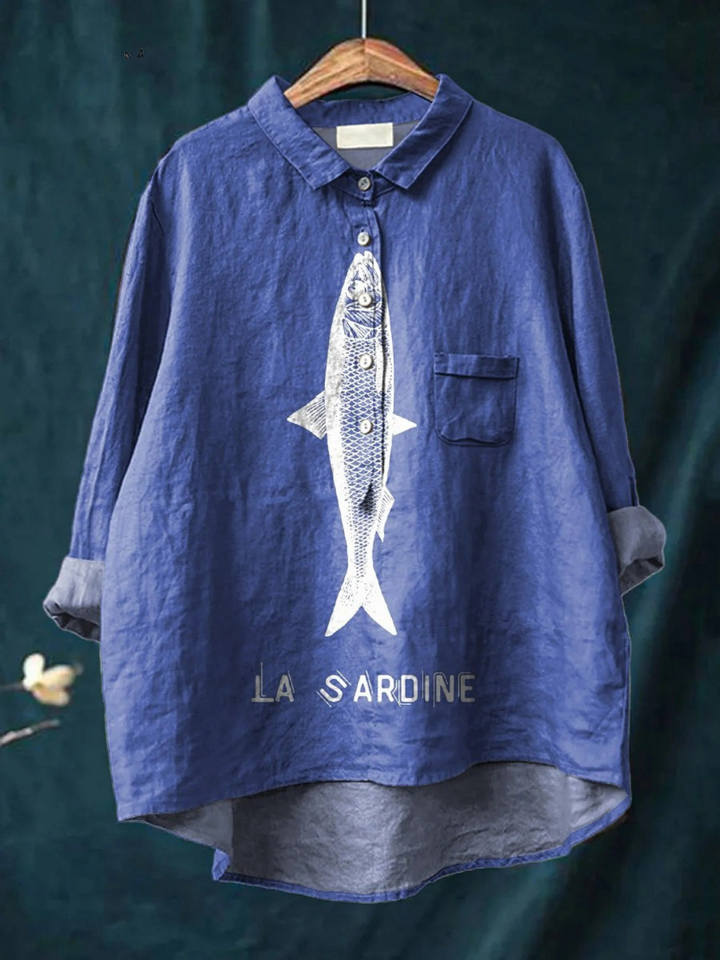 Edeltraud | Lässiges T-Shirt mit Sardinenprint