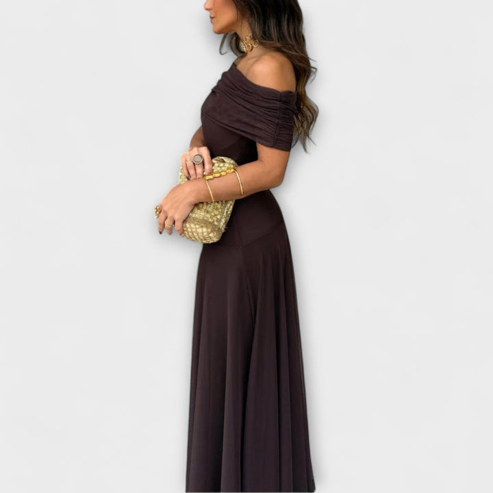 Angelika | Toledo Ein-Schulter Mesh Maxikleid
