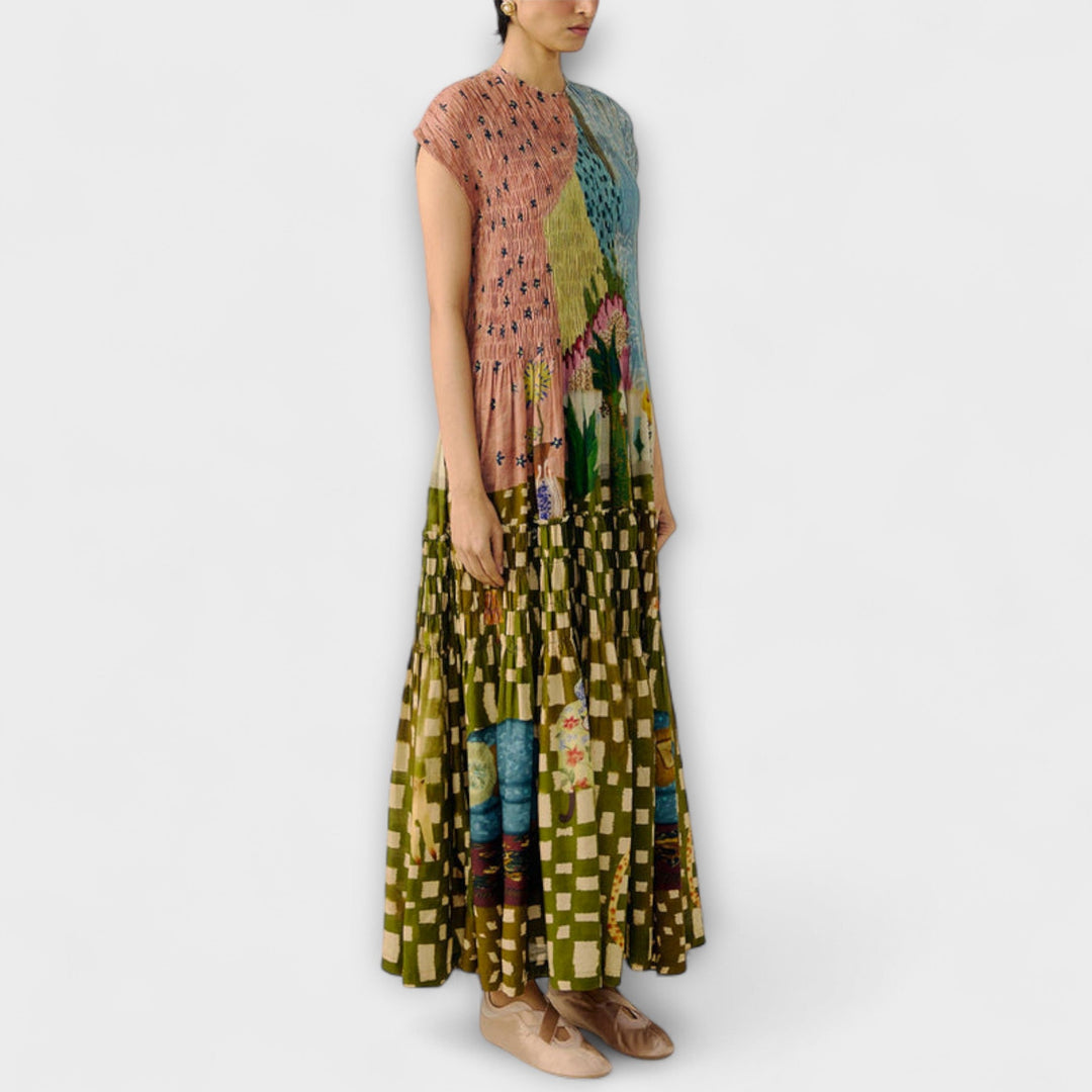 Edith | Plissiertes Kleid mit Animal-Druck