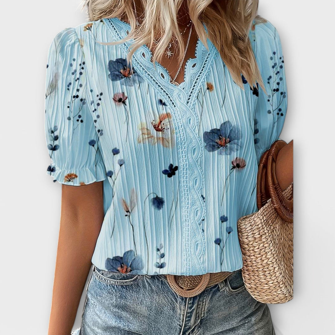 Louisa | Modische Bluse mit spitzem Ausschnitt