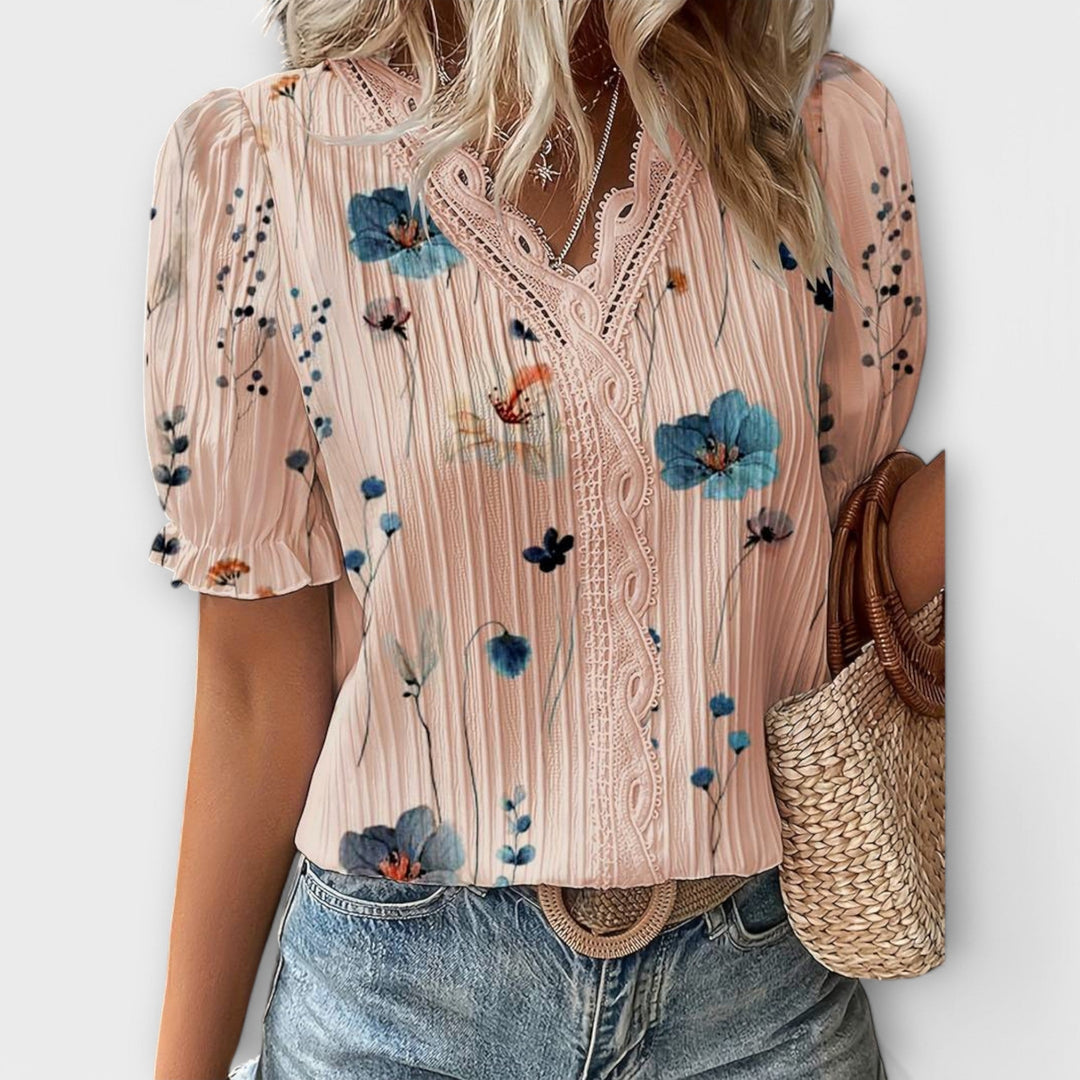 Louisa | Modische Bluse mit spitzem Ausschnitt