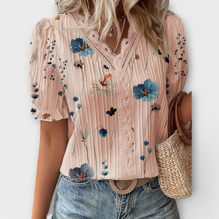 Louisa | Modische Bluse mit spitzem Ausschnitt