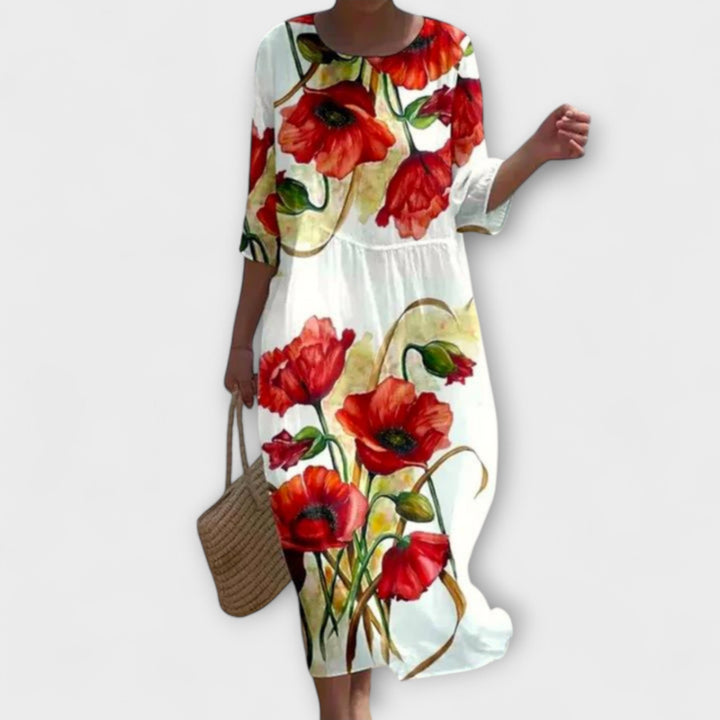 Mia | Stilvolles floral-Maxikleid