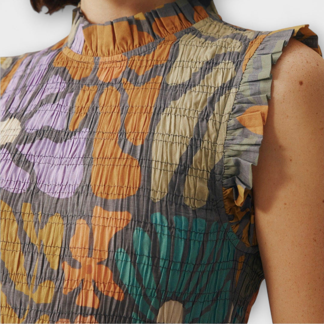 Anja | Mehrfarbiges Botanisches Midikleid