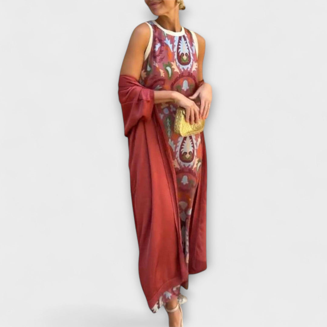 Lilly | Maxikleid mit passendem Strickjacke
