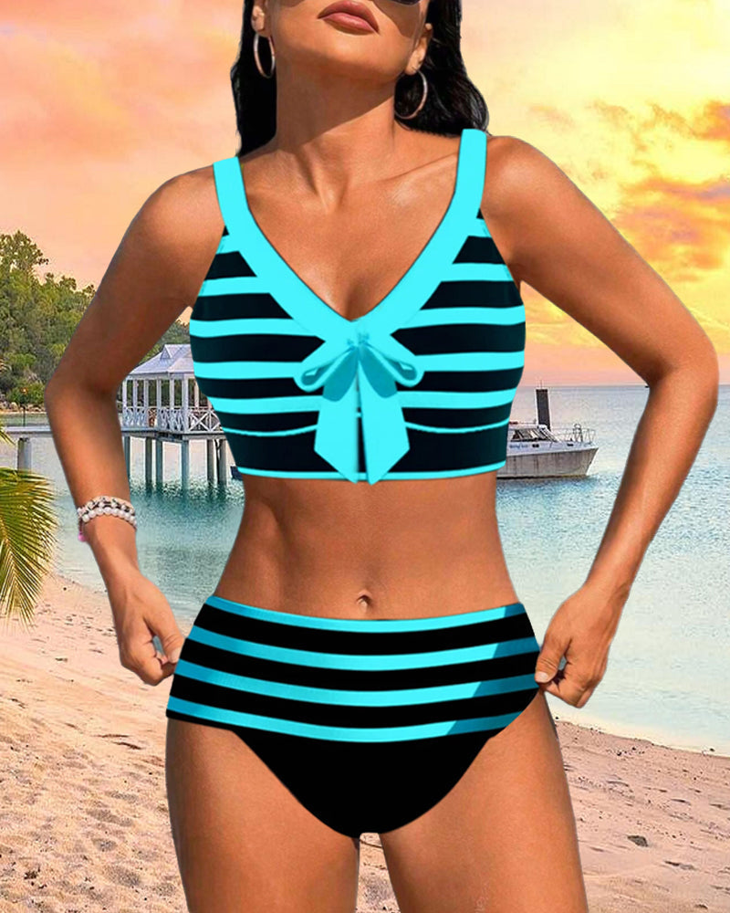 Margaretha | Gestreifter Bikini mit hoher Taille