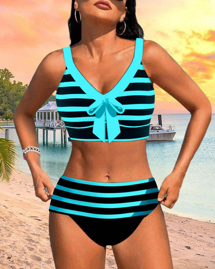 Margaretha | Gestreifter Bikini mit hoher Taille