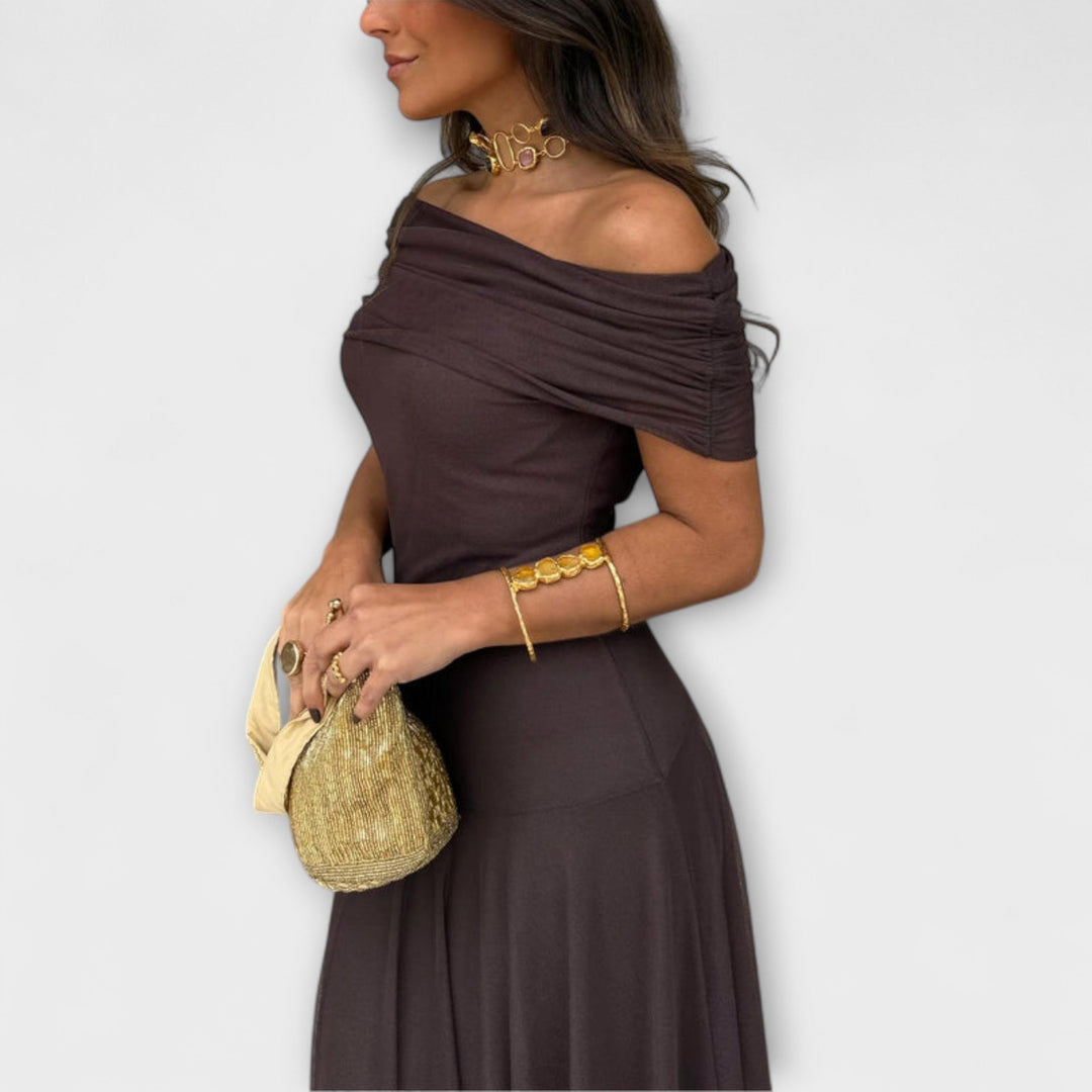 Angelika | Toledo Ein-Schulter Mesh Maxikleid