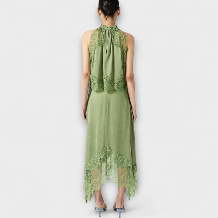 Natalie | Bluse mit Spitzenbesatz und plissiertem Ausschnitt im Set