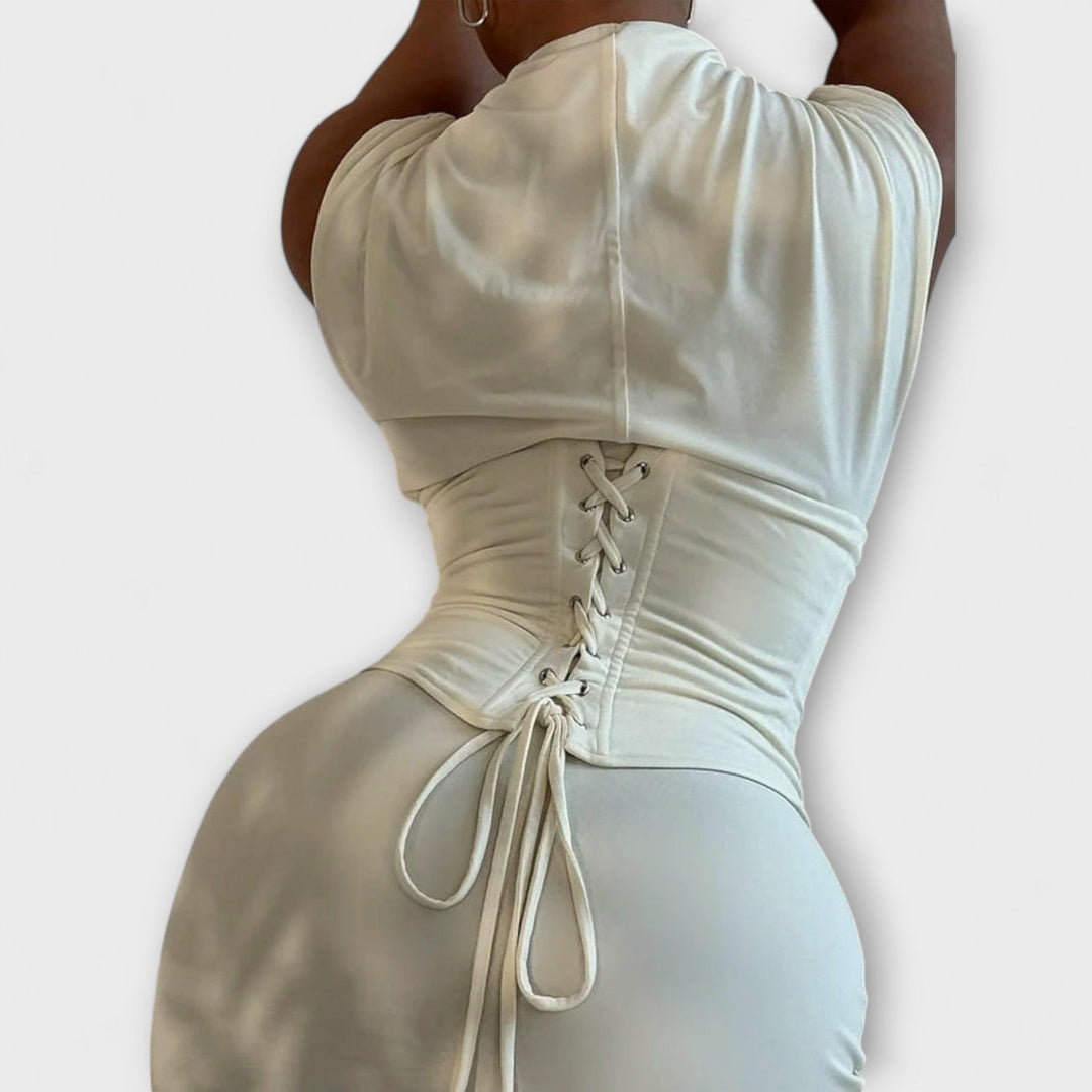 Fiona | trägerloses Korsett Maxikleid