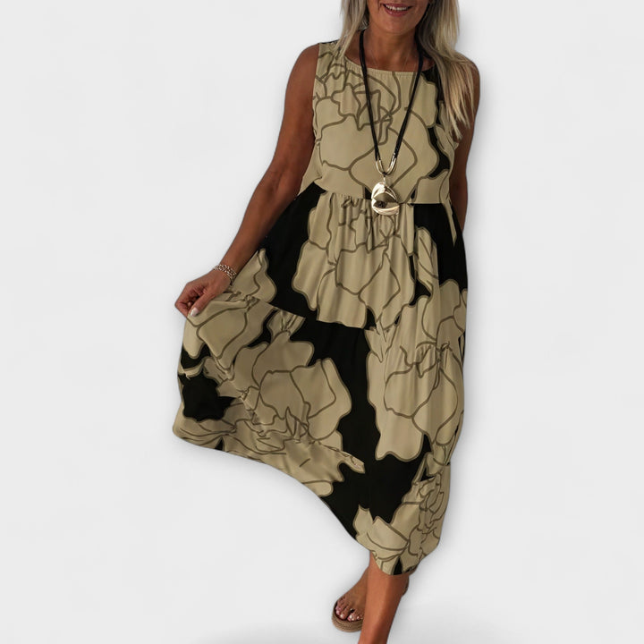 Selma | Geblümtes Midi-Kleid mit Stufenrock