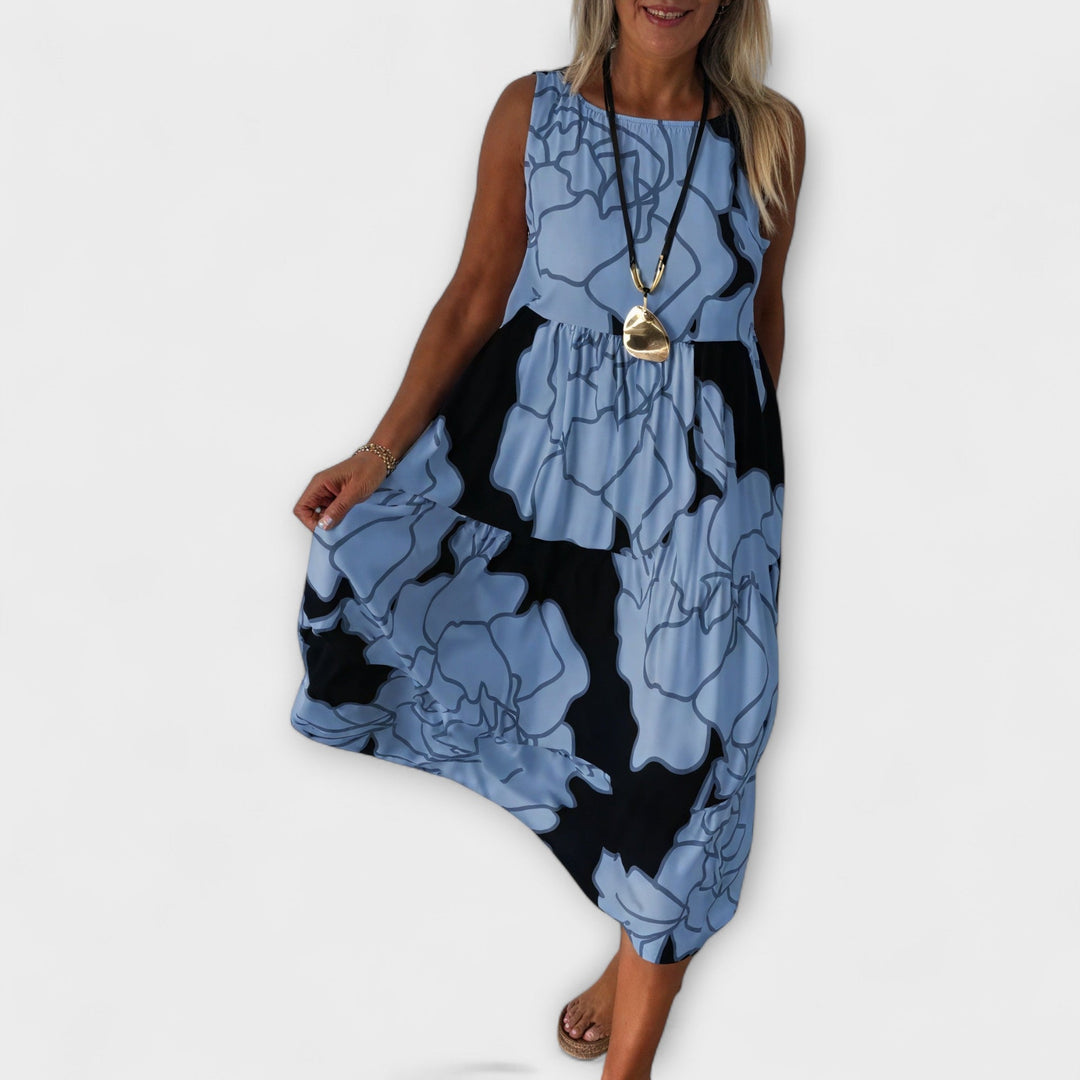 Selma | Geblümtes Midi-Kleid mit Stufenrock