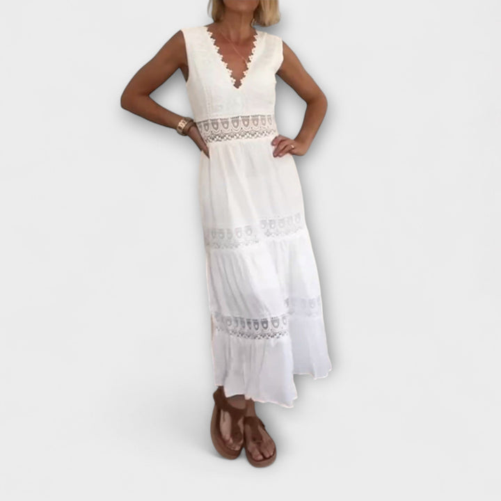 Alma | Elegantes V-Ausschnitt Spitzenkleid