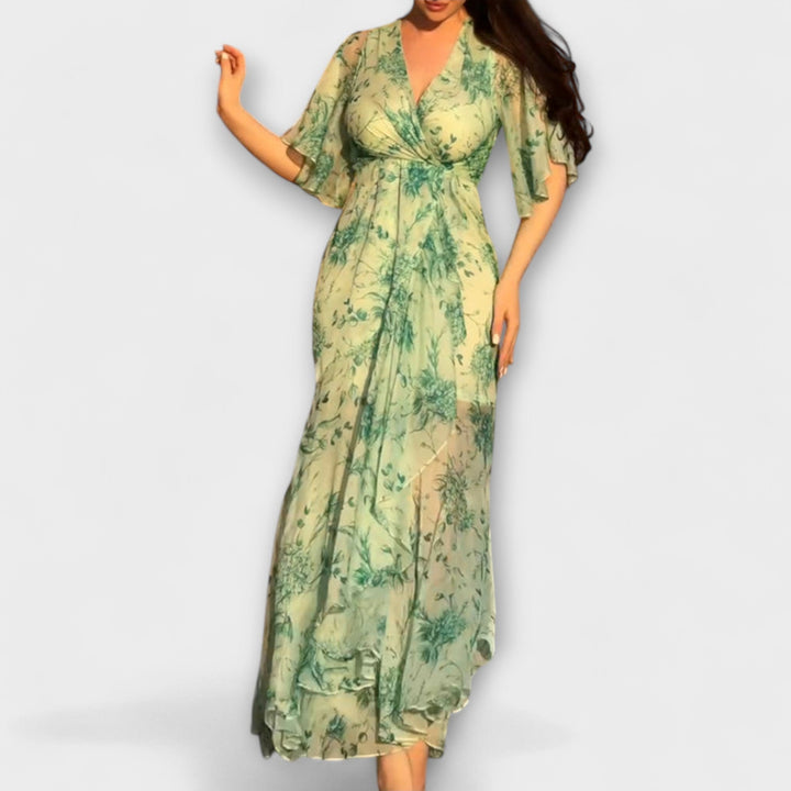 Friedl | Schickes floral V-Ausschnitt Kleid