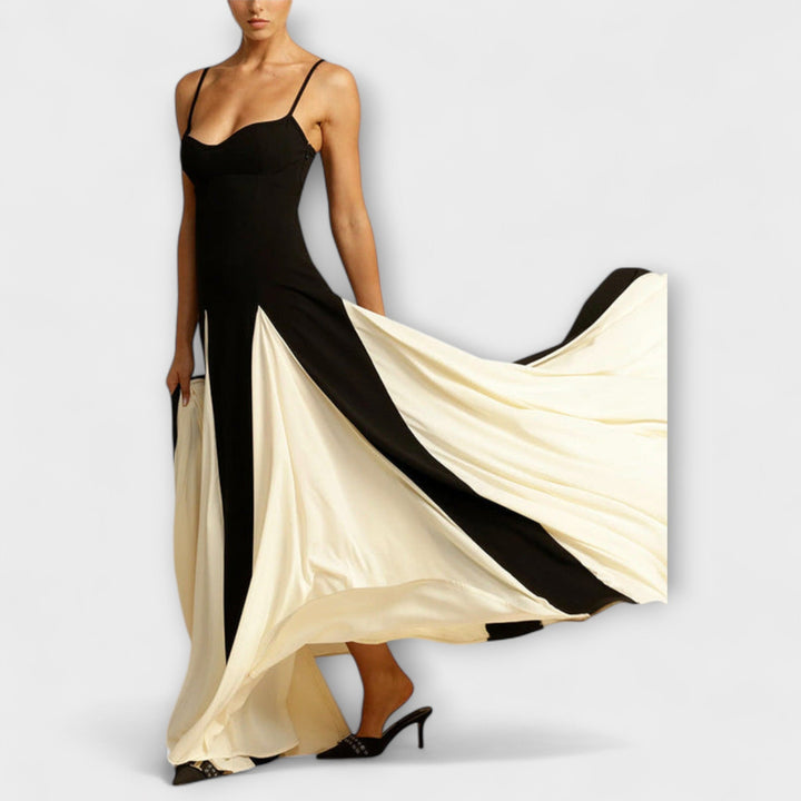 Annette | Klassische Eleganz A-Linie Maxikleid mit Tüllpaneelen