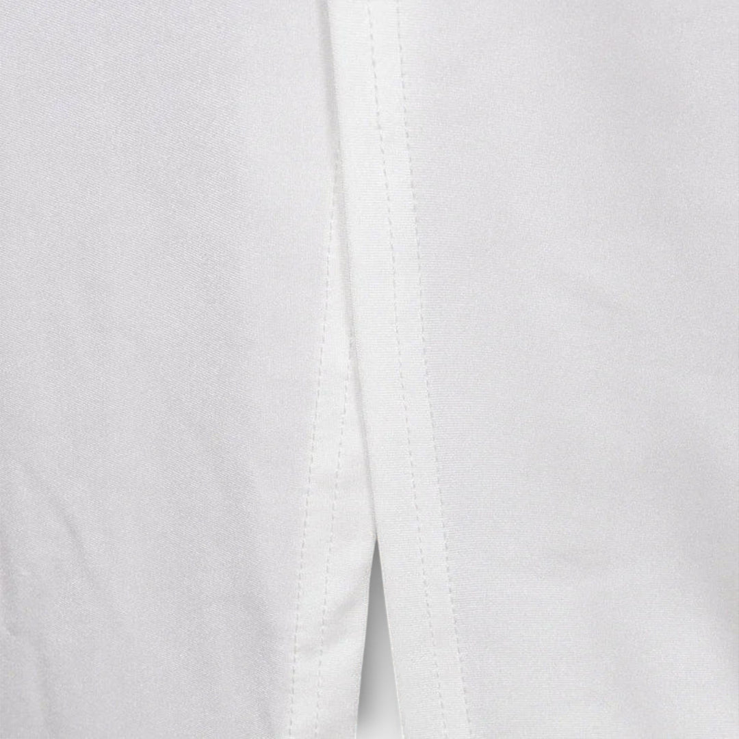 Ruth | Weißes Langarmkleid mit Taillenausschnitt und Strassakzenten