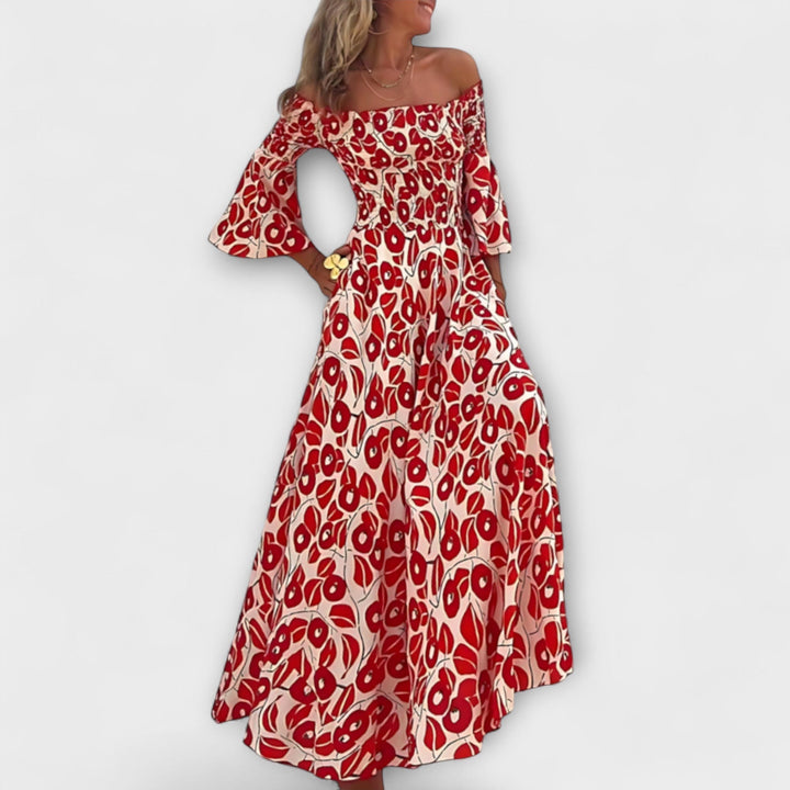 Mareike | schulterfrei Kleid mit Meeresblumen