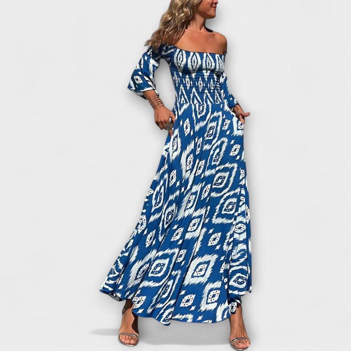 Mareike | schulterfrei Kleid mit Meeresblumen