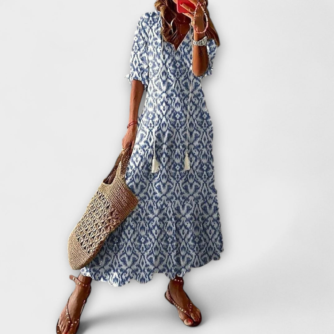 Irene | Damen Bohemian Sommerkleid mit Fließender Silhouette
