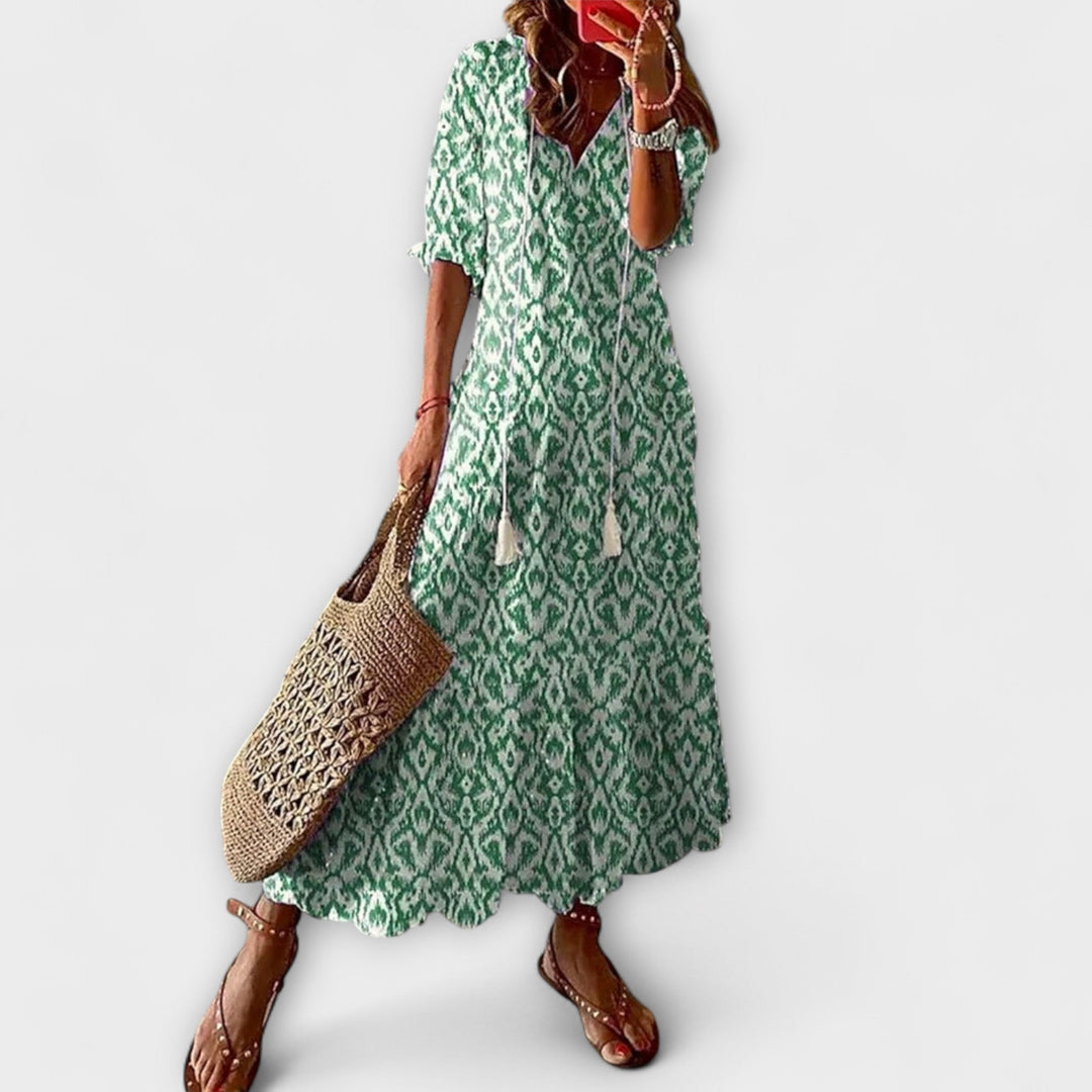 Irene | Damen Bohemian Sommerkleid mit Fließender Silhouette
