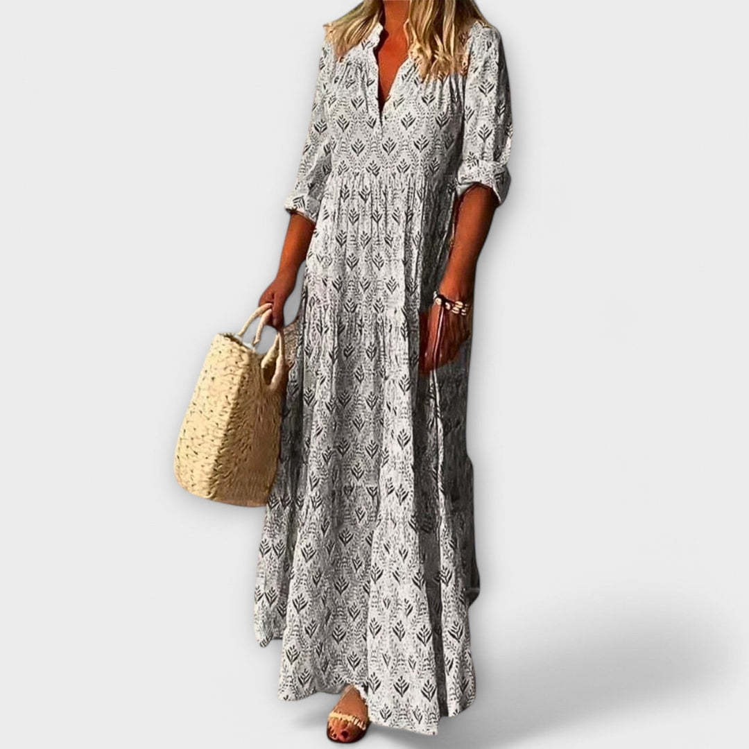 Simone | Stilvolles und Bequemes Frühlings Maxikleid
